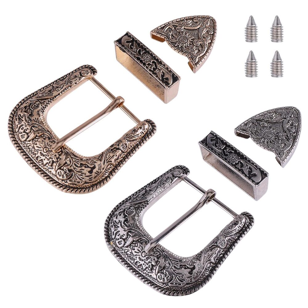 3088 2 PCS Western Cowboy Belt Buckle Set Vintage Zinc Alloy Buckles /